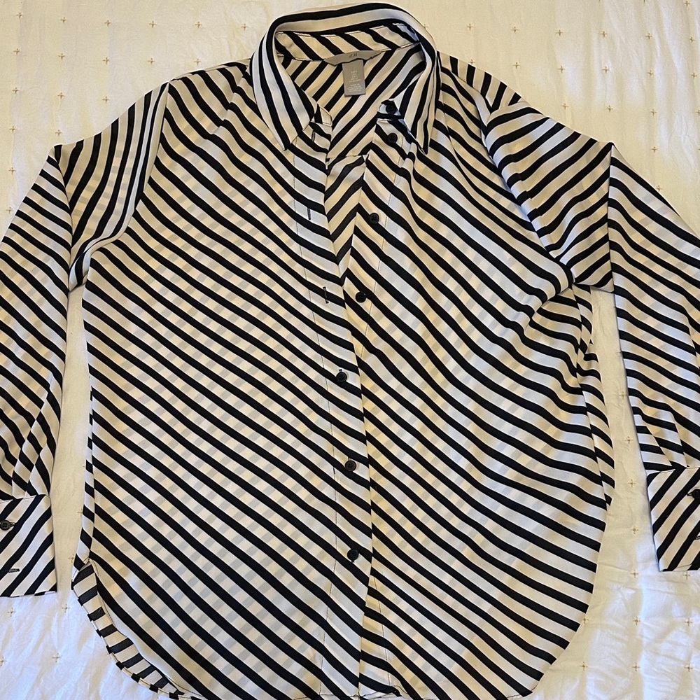 H&M Black and White Striped Shirt